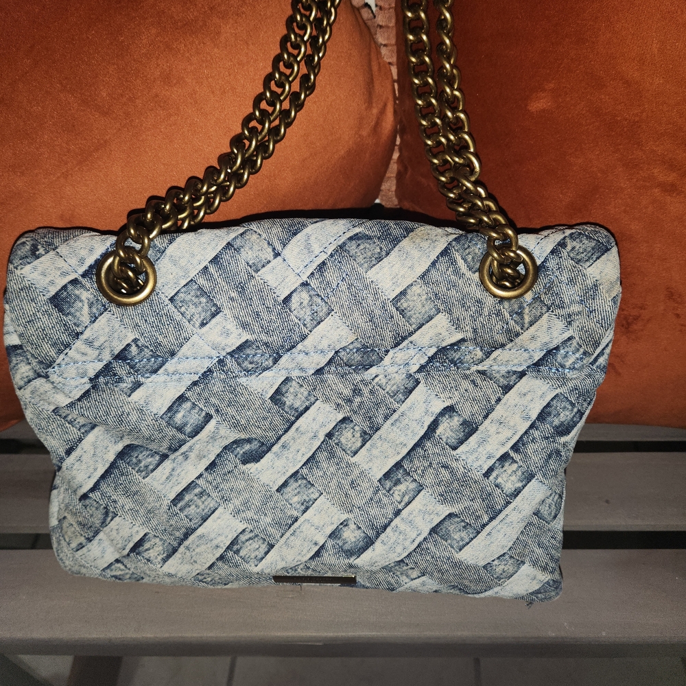 Kurt Geiger Denim Woven Tote with Chain Strap - Picture 5 of 9
